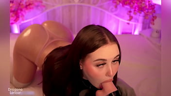 Cute girl gives a fantastic deep blowjob