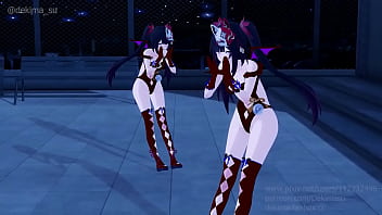 Girl fucks another girl with dick in different positions