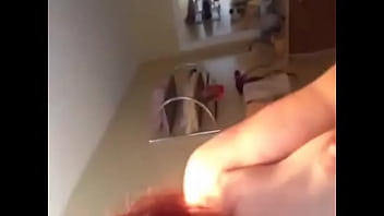 Lisa straps into the bathroom tub