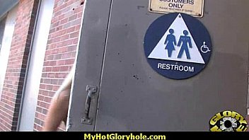I sneak black bj as i fuck husband thrue gloryhole 7