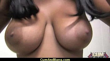 Ebony chick fucked hard in group sex action 17