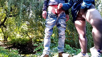 Curvy Masturbating Milf Jerks My Dick Outdoors thumbnail