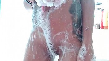 Tiny brazilian ass tattooed taking a shower