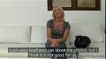 Blonde amateur fucked on couch in office