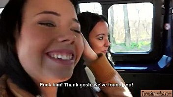 Three babes hitchhike and get pounded by nasty strangers