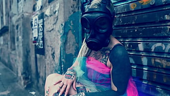 Ballerina wearing ballet shoes and walking down the street