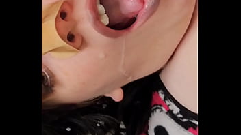 2nd swallow got my mouth filled while wearing my cute onesie