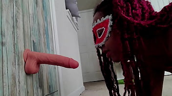 Hot ebony wife vs thrusting dildo