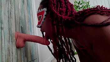 Hot ebony wife vs thrusting dildo