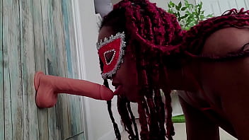 Hot ebony wife vs thrusting dildo