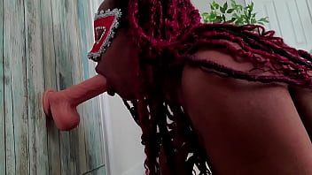 Hot ebony wife vs thrusting dildo