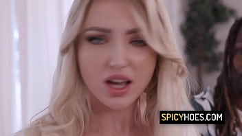 Two black studs bangs sexy blonde slut