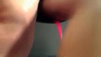 Busty brunette teen toying ass on web
