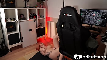 Redheaded cuttie trains before stretching