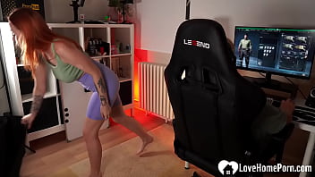 Redheaded cuttie trains before stretching