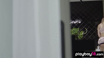 Bombastic busty blonde beauty relaxing in the bath