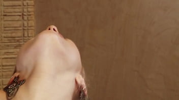 Hot bathroom sex with lover ends with cum on her feet