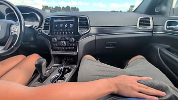 Rubbing his cock in his shorts in public