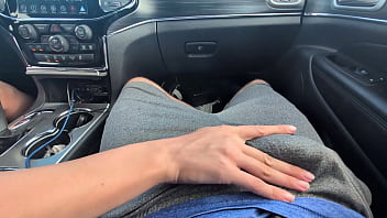 Rubbing his cock in his shorts in public