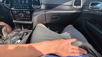 Rubbing his cock in his shorts in public