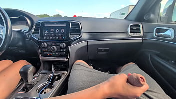 Rubbing his cock in his shorts in public