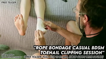 Rope bondage casual bdsm toenail clipping session
