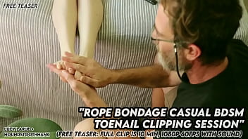 Rope bondage casual bdsm toenail clipping session