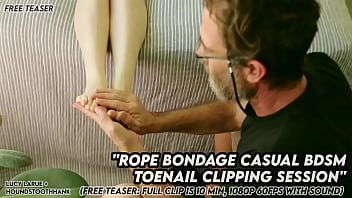 Rope Bondage Casual Bdsm Toenail Clipping Session thumbnail