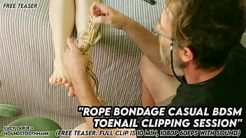 Rope bondage casual bdsm toenail clipping session