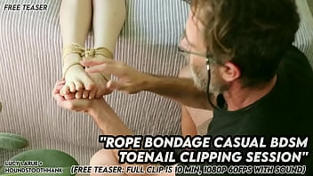 Rope bondage casual bdsm toenail clipping session