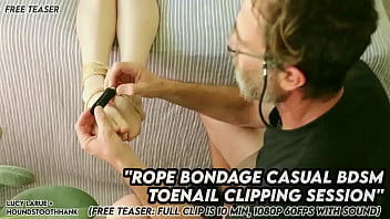 Rope bondage casual bdsm toenail clipping session Rope bondage casual bdsm toenail clipping session
