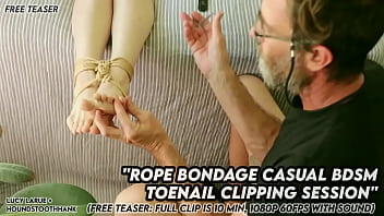 Rope bondage casual bdsm toenail clipping session