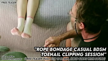 Rope bondage casual bdsm toenail clipping session