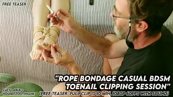 Rope bondage casual bdsm toenail clipping session