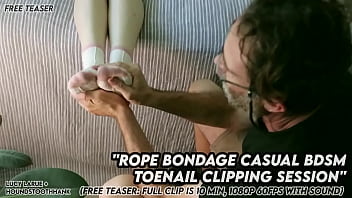 Rope bondage casual bdsm toenail clipping session