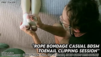 Rope bondage casual bdsm toenail clipping session