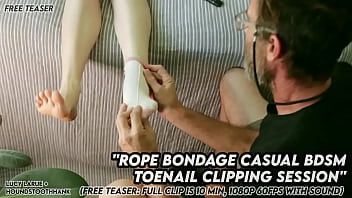 Rope bondage casual bdsm toenail clipping session