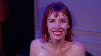 Massive bukkake for skinny slut pixie pink drenched in cum