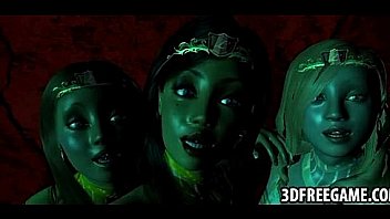 In a dark sex pit these sexy 3d whores fuck