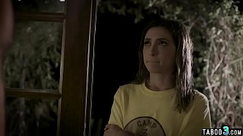 Tiny titted brunette babe fucked roughly by neighbor