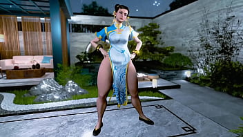 Curvy Shameless Chun Li Dance Alone In Lewd Chinese Dress In The Garden thumbnail