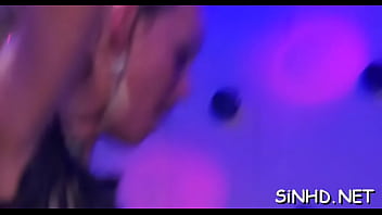 Lucky dudes receive moist pleasuring from horny darlings