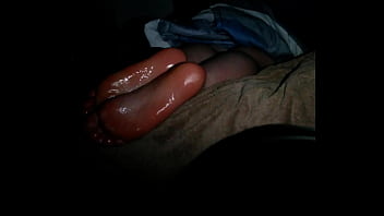 Squeezing on my ex gfs s big thick oily white soles