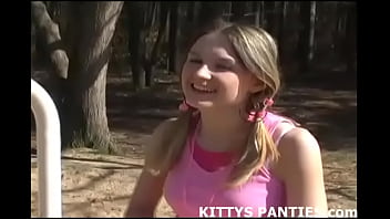Cute kitty flashing her panties in public