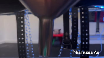 Hammering his balls to the wood board fucking that dick & pissing on it pov