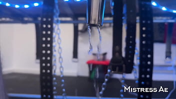 Hammering his balls to the wood board fucking that dick & pissing on it pov