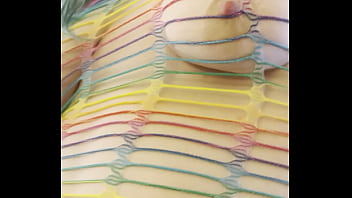 Rainbow clad joan day plays with herself and shakes big ass trailer