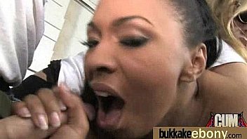 Dirty ebony whore banged and covered in cum interracial 2