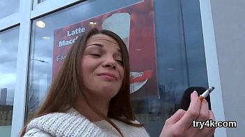 Sweet cutie blows penis in pov and gets soft vagina nailed