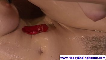 Classy model fingers masseuses pussy